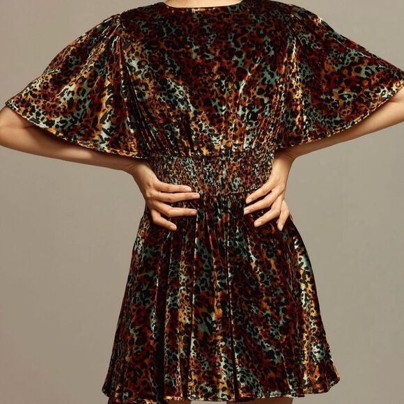 Anthropologie Velvet Mini Dress with Floral Design | Size: XL - Picture 3 of 4